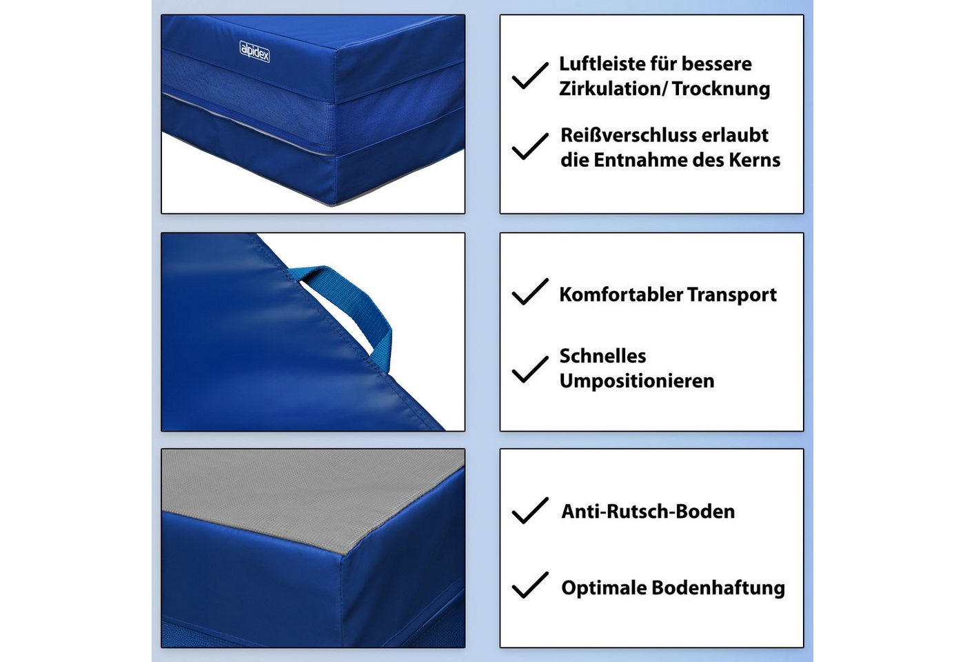 ALPIDEX Weichbodenmatte ALPIDEX Weichbodenmatte 200x100x20 cm - Anti-Rutschboden & Tragegriffe Bild 4
