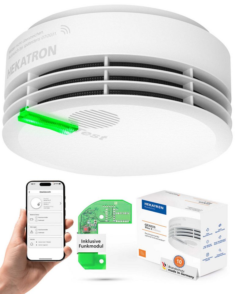 Hekatron Bundle Hekatron Genius Plus X + Funkmodul Basis X Rauchmelder (Funkmodul Basis X inklusive, App-fähig, Q-Label, VdS, 85 dB(A) Bild 3