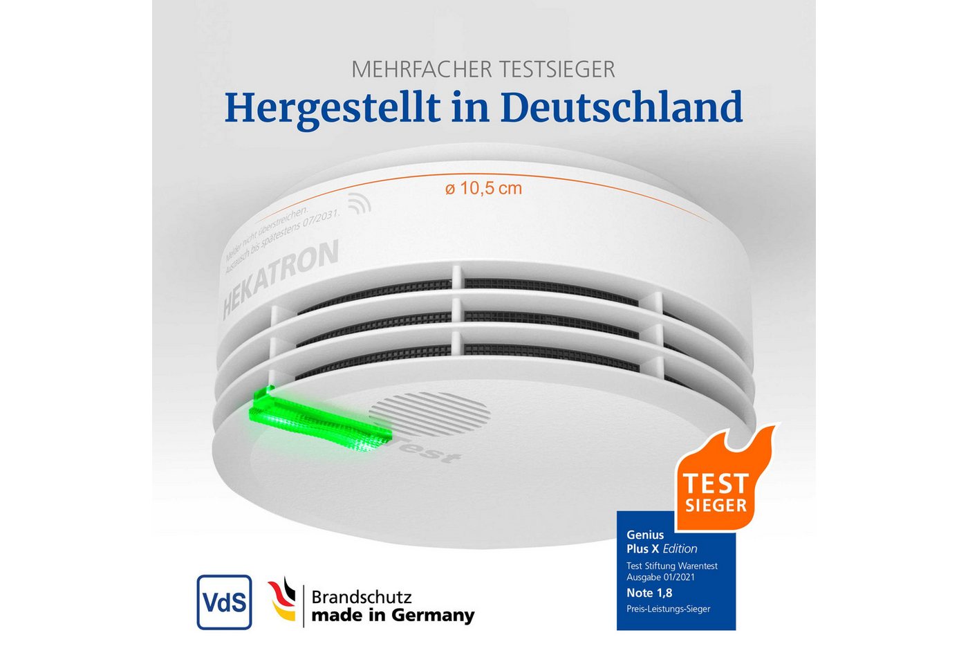 Hekatron Bundle Hekatron Genius Plus X + Funkmodul Basis X Rauchmelder (Funkmodul Basis X inklusive, App-fähig, Q-Label, VdS, 85 dB(A) Bild 4