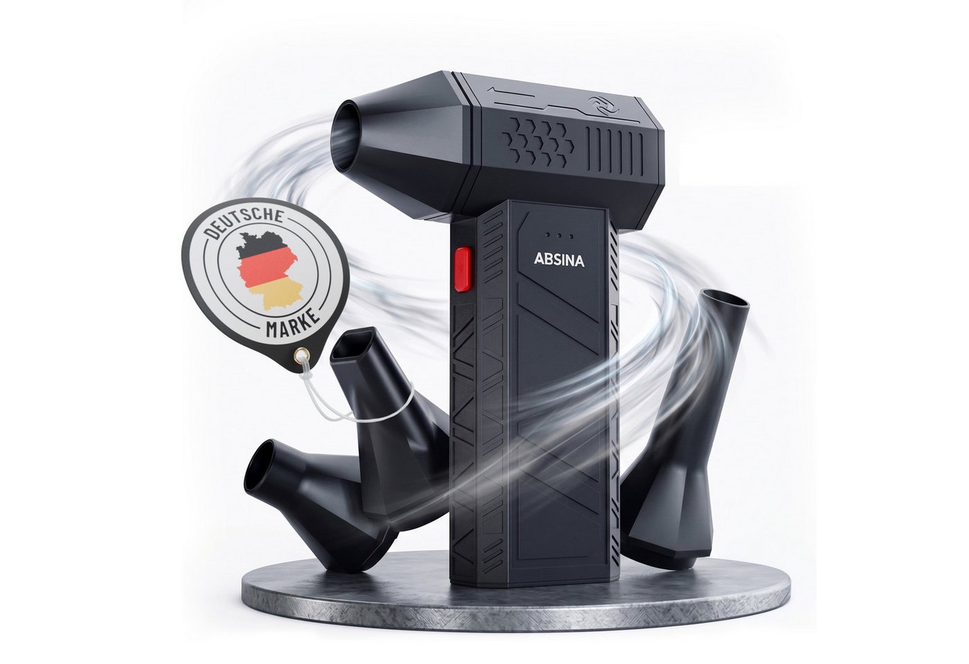 ABSINA Akku-Handstaubsauger Druckluft Staubgebläse 110.000 U/min - Air Duster mit 4 Düsen