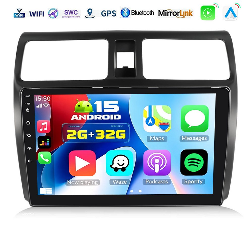 ESSGOO Autoradio DAB+ 64G Android 15 CarPlay GPS Für Suzuki Swift III 2005-10 Autoradio (RDS, 4+64GB(optional), FM, GPS, 1280*720, DAB+ (optional), WIFI, Apple Carplay & Android Auto,WiFi,Doppel DIN,USB)