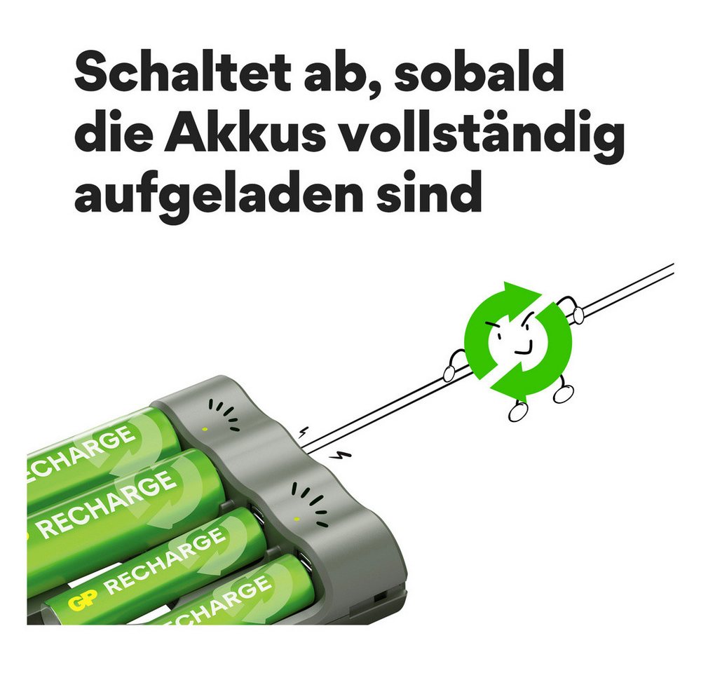 Gp GP Akku Ladegerät USB Rundzellen-Ladegerät Mignon (AA), Micro (AAA) Rundzellen-Lader Bild 3