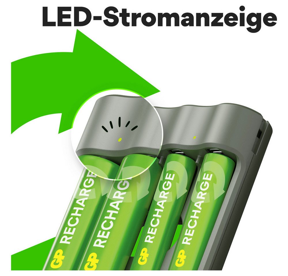 Gp GP Akku Ladegerät USB Rundzellen-Ladegerät Mignon (AA), Micro (AAA) Rundzellen-Lader Bild 5