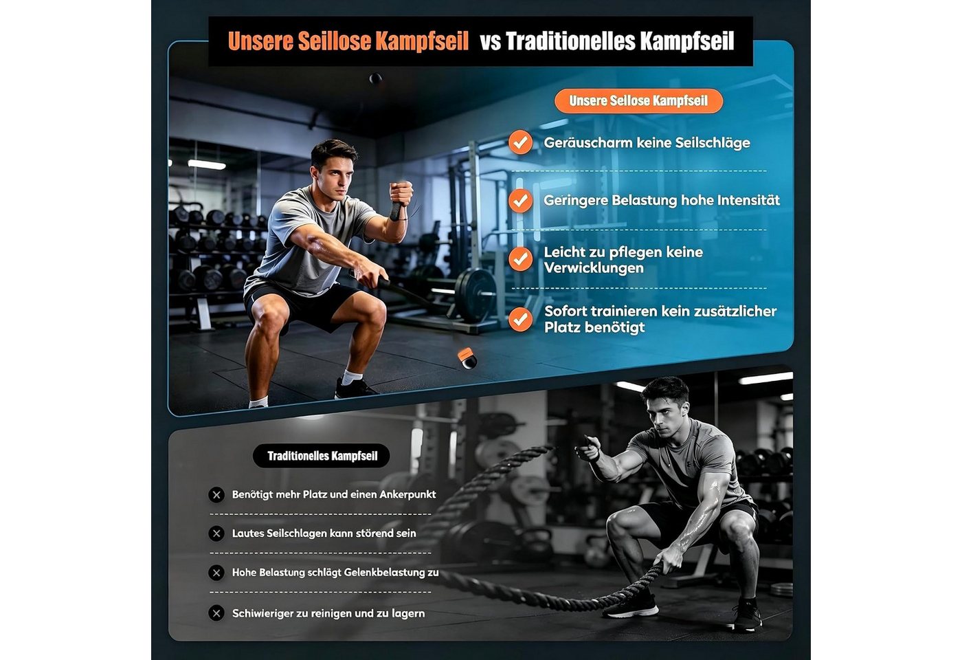 Vornix Handmuskeltrainer Battle Rope Trainingsseil 2er Set Verstellbarer (Handmuskeltrainer mit Silikongriff), für Krafttraining Fitness Zuhause Bild 2
