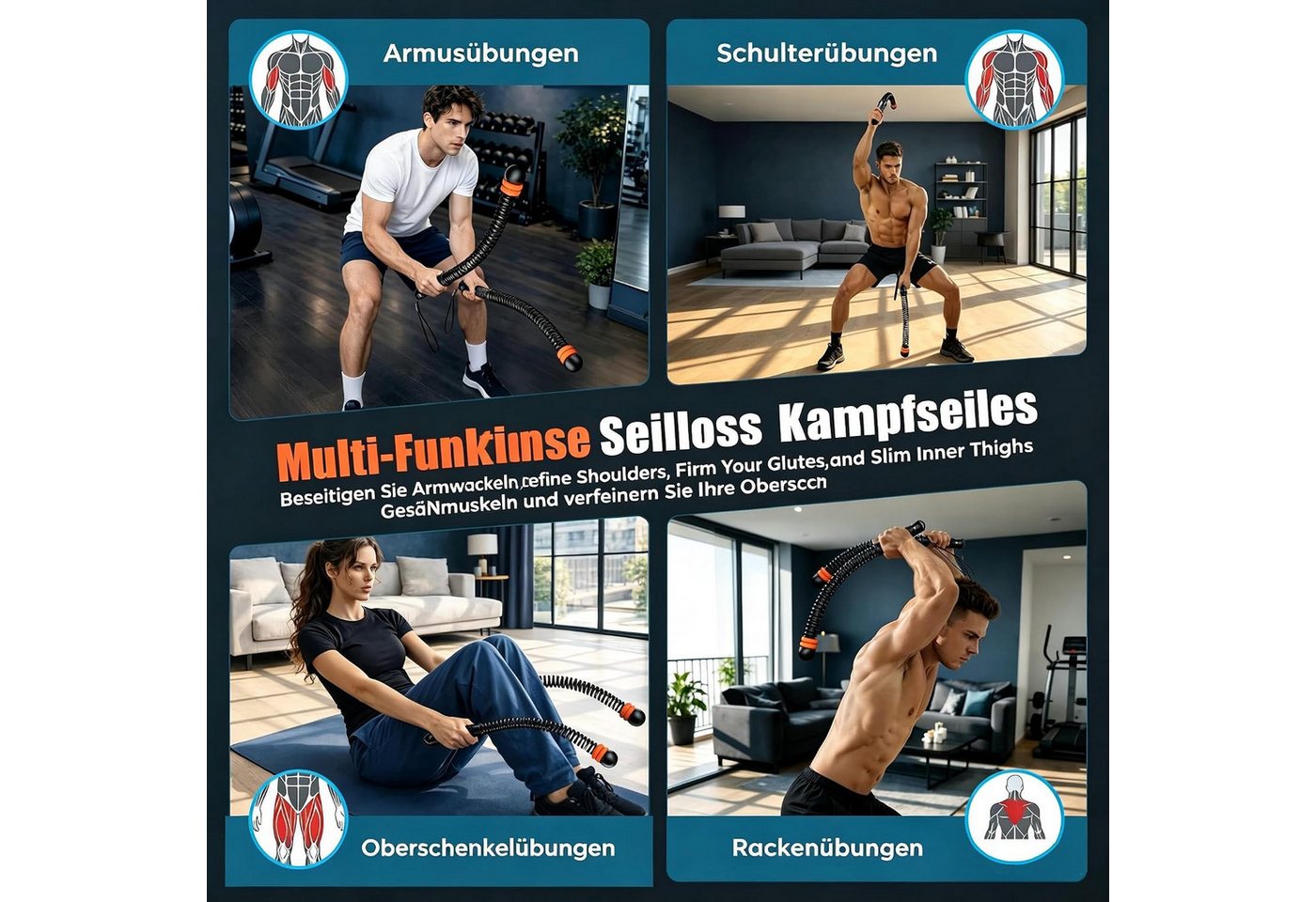 Vornix Handmuskeltrainer Battle Rope Trainingsseil 2er Set Verstellbarer (Handmuskeltrainer mit Silikongriff), für Krafttraining Fitness Zuhause Bild 5