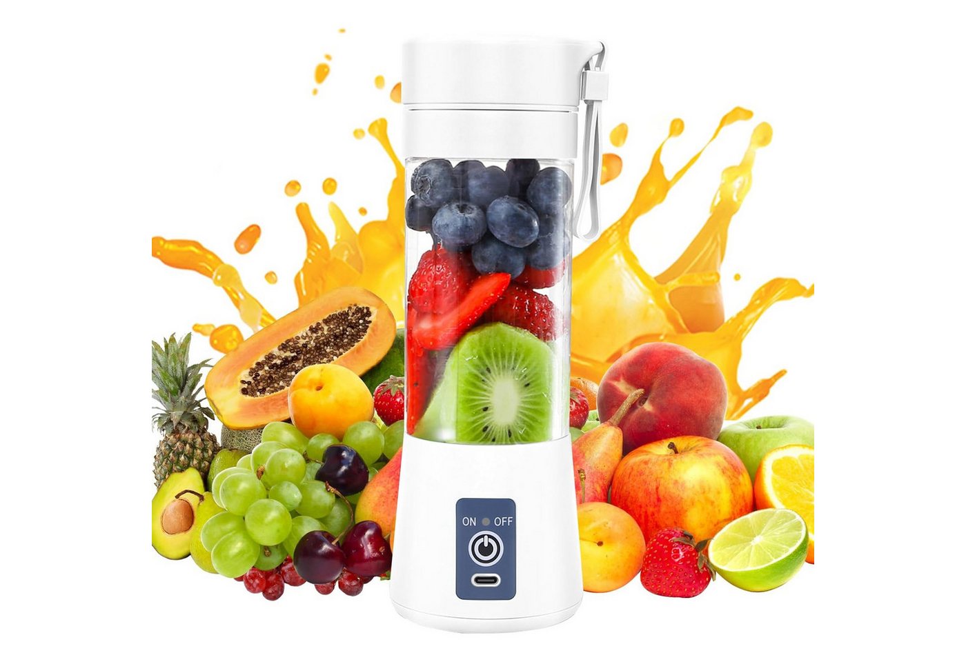 TUWENA Standmixer Tragbarer Mini-Mixer 380ml mit 6 Klingen aus Edelstahl Wiederaufladbar, für Smoothies und Shakes Reisen und Küche Bild 2