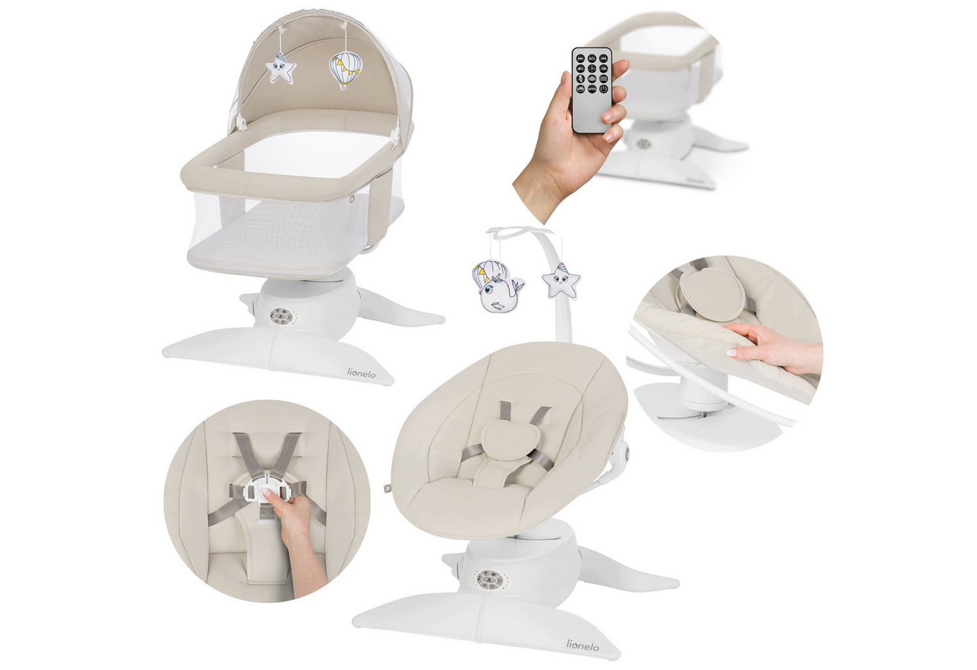 lionelo Babywippe VIVI SET, 2in1: Wippe+Babywanne/360°/Bluetooth/Bewegungssensor Bild 4
