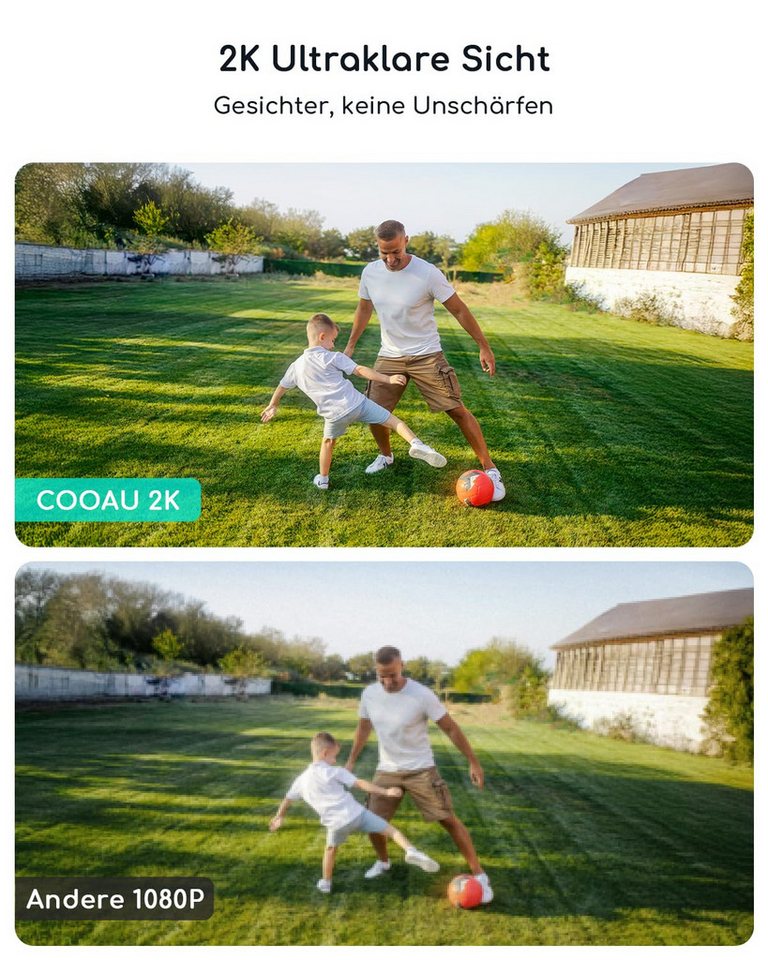 TWUFY IP-Überwachungskamera 2K 3MP Überwachungskamera Aussen Akku Solar, 100% Kabellos (Aussen, Outdoor, Außenüberwachung, Außen, Außenbereich, 1-tlg., 360° PTZ Kamera Außen, Farb-Nachtsicht, Kamera Überwachung Aussen mit Kabellose Installationsfreie Solarpanel) Bild 3