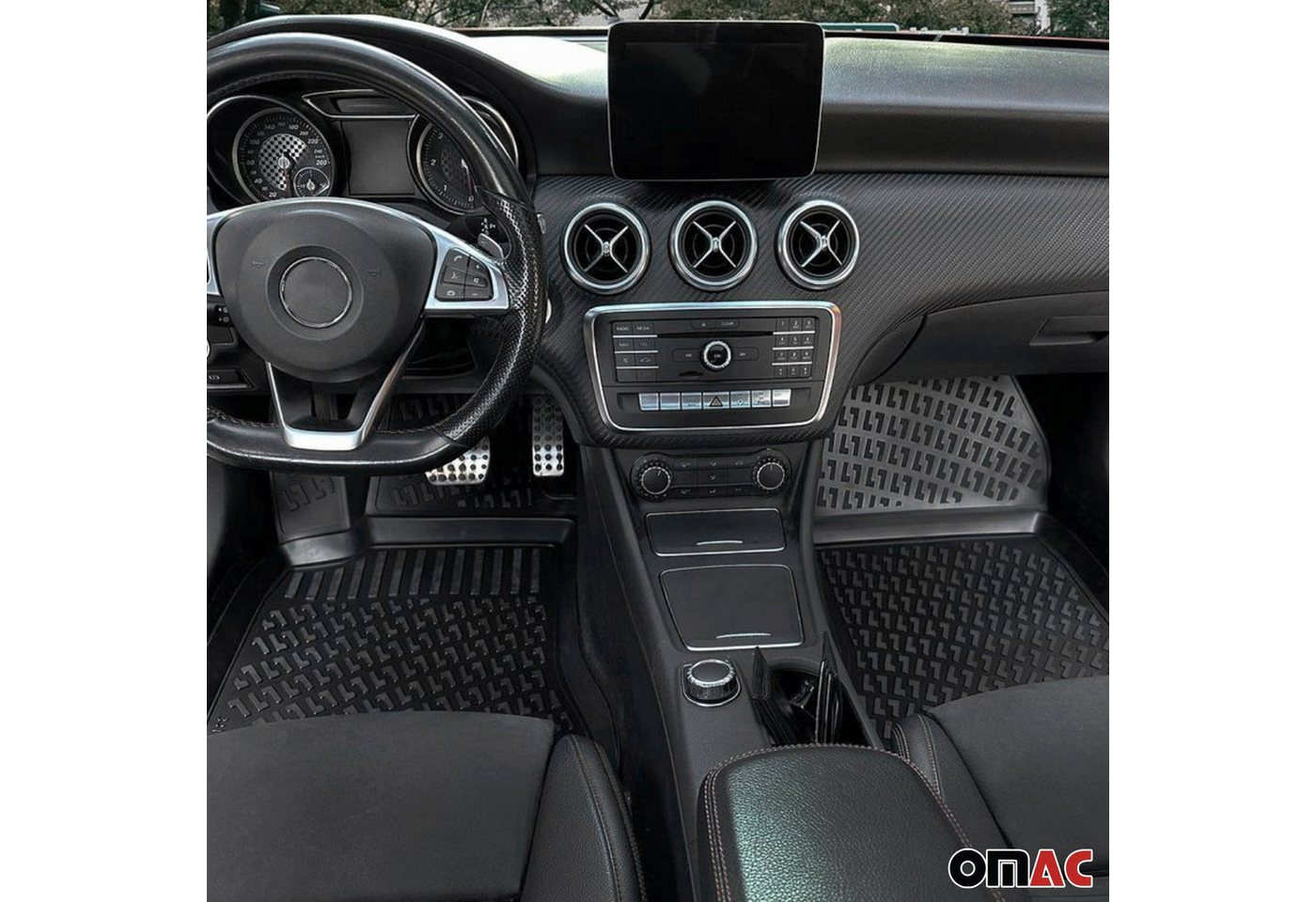 OMAC Auto-Fußmatten für Hyundai Kona 2018-2025 Schwarz 4 tlg TPE (4 St), für Hyundai Kona 2018-2025 Hyundai Kona 2018-2025, Antirutsch,Wasserfest,Einfache Installation Bild 2