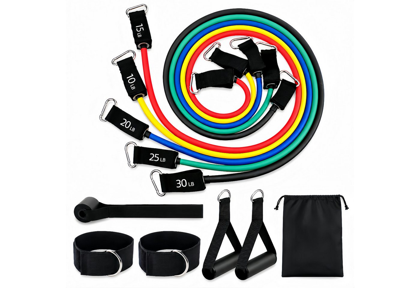 ibettertec Trainingsbänder Resistance Bands Widerstandsbänder Set, 5 Fitnessbänder Expander Tube, Bands Fitnessband mit Griff Knöchelriemen Türankerbefestigung Bild 2