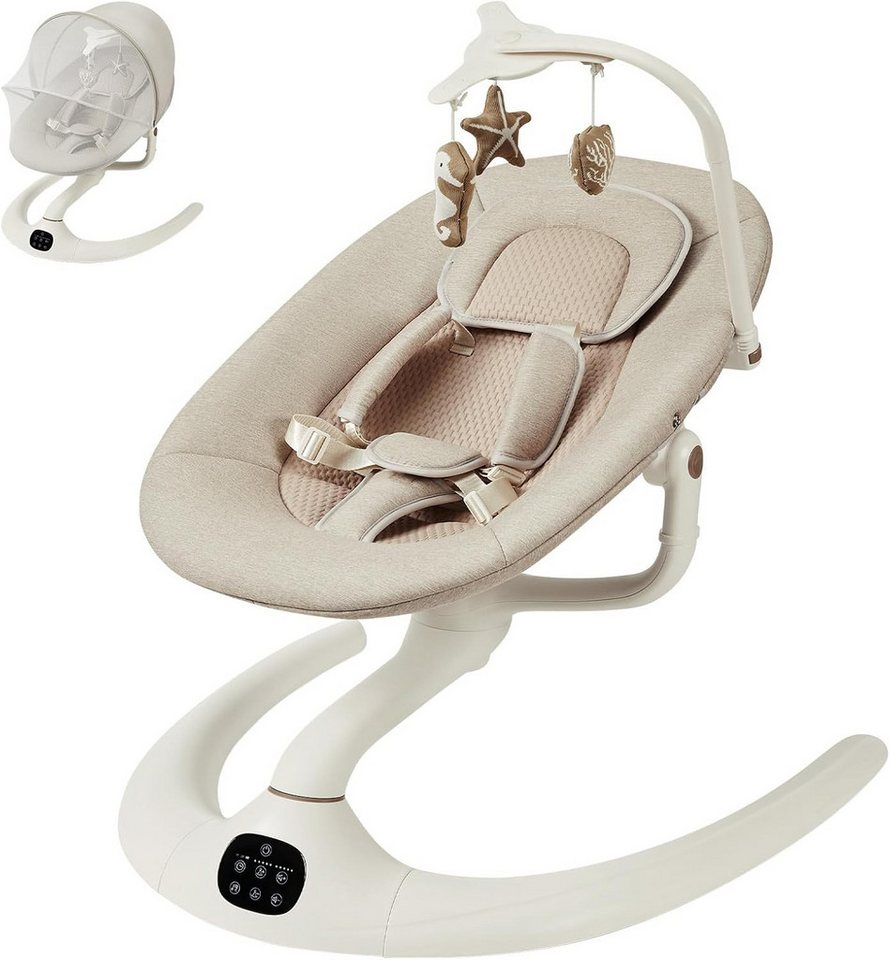GarveeMore Babywippe Elektrische Babywippe mit Spielzeug, Babywippe mit Sicherheitsgurt, Bequeme Babyschaukel mit Hängespielzeug, Sicherheitsgurt Bild 3