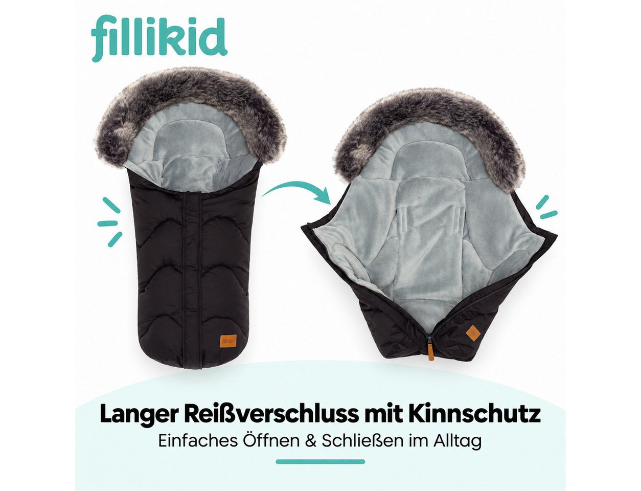 Fillikid Fußsack Winterfußsack Lhotse Exclusiv, warmer Kinder Fußsack für Kinderwagen und Kindersitze Gruppe 0