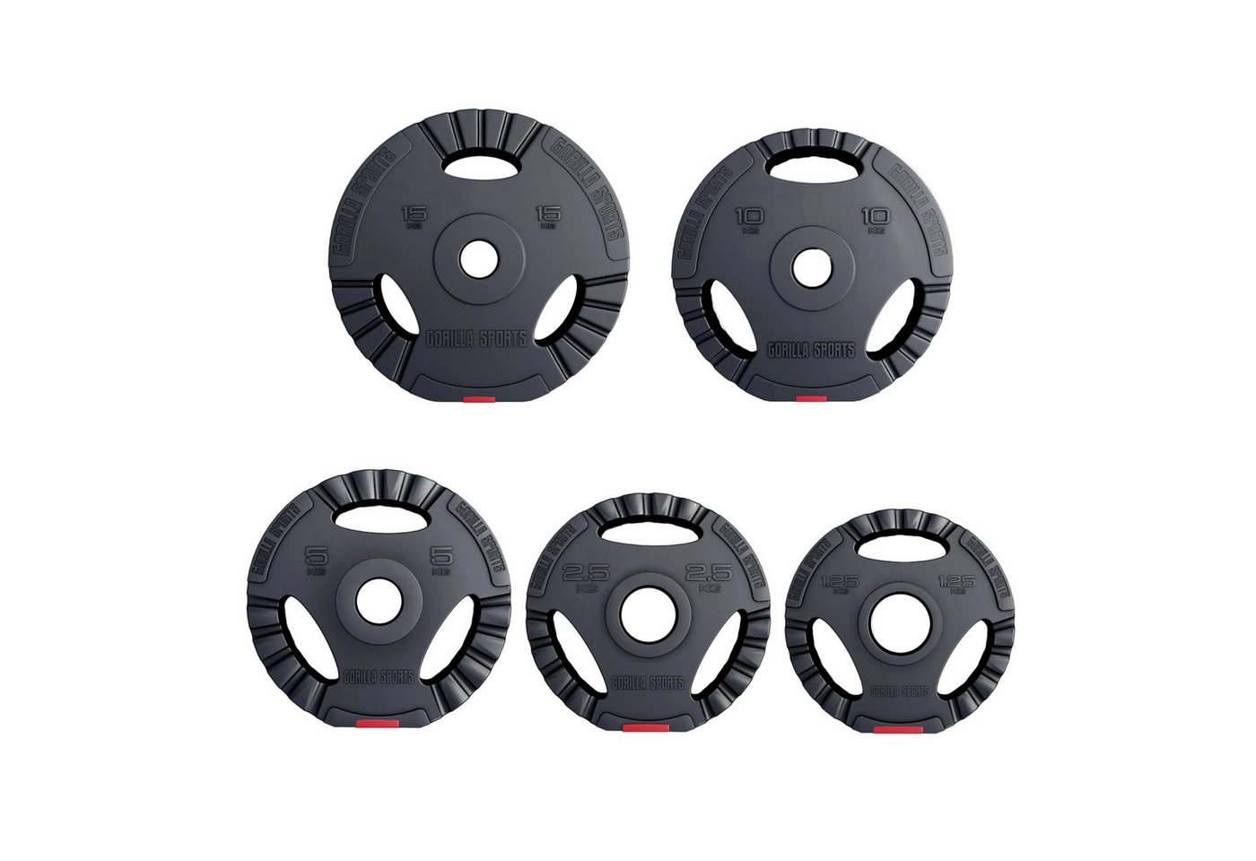 GORILLA SPORTS Hantelscheibe Hantelscheibe Olympia 50/51 mm Kunststoff Gripper, 30 kg