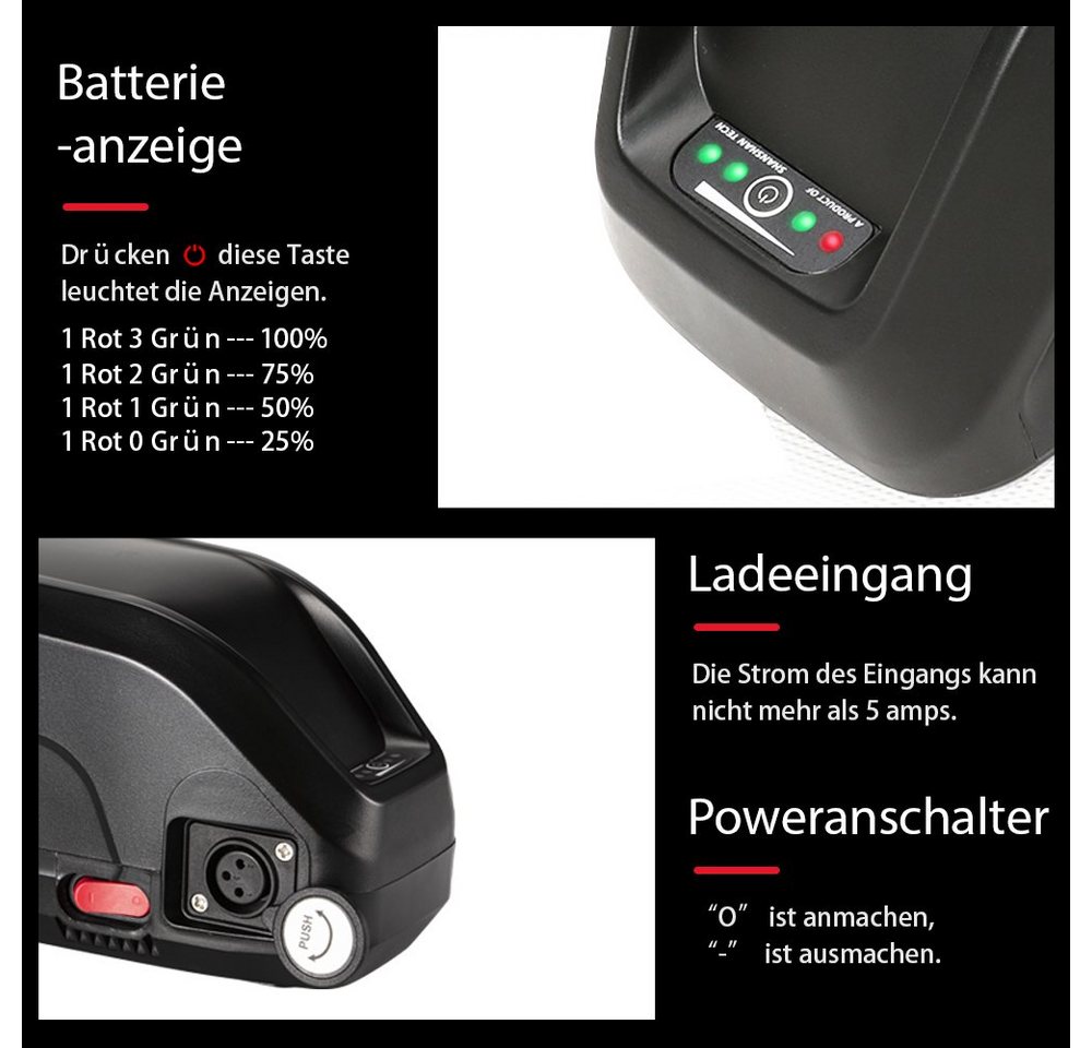 YOSE POWER E-Bike Akku 36V 15,6Ah 577Wh, Ersatzakku, Unterrohrbatterie E-Bike Akku Akku (36 V) Bild 2