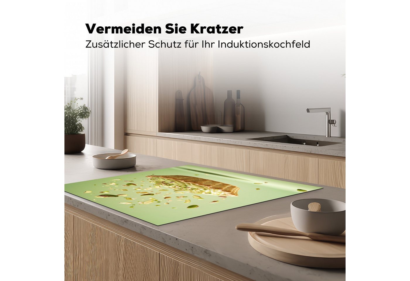 MuchoWow Herd-Abdeckplatte Pistazie - Torte - Nüsse - Lebensmittel, Vinyl, (1 tlg), Küche Herdabdeckung Ceranfeld Induktionsfeld Vinyl, 60x60 cm Bild 4
