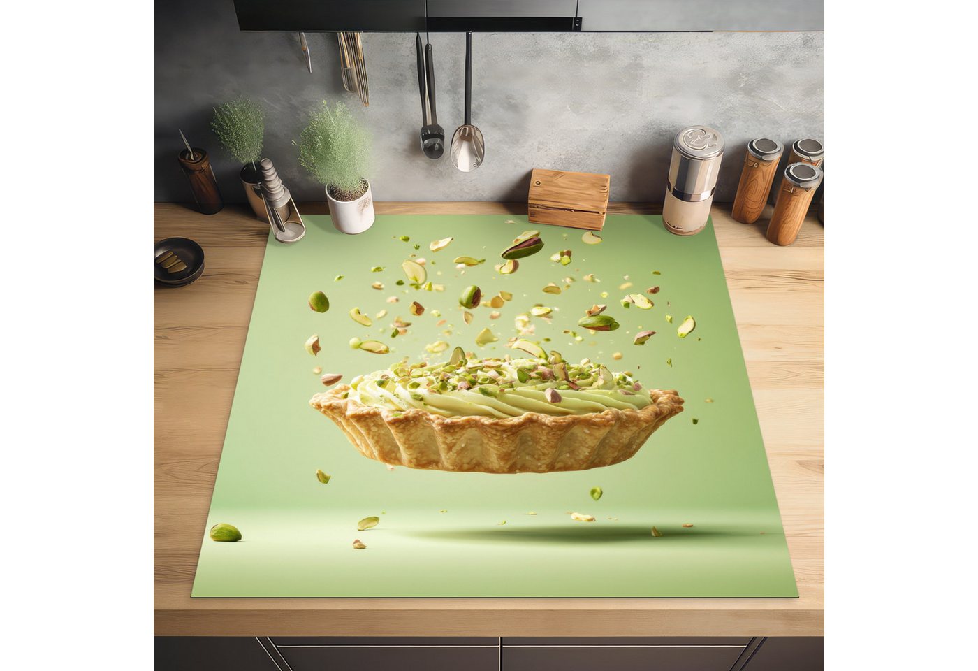 MuchoWow Herd-Abdeckplatte Pistazie - Torte - Nüsse - Lebensmittel, Vinyl, (1 tlg), Küche Herdabdeckung Ceranfeld Induktionsfeld Vinyl, 60x60 cm Bild 5