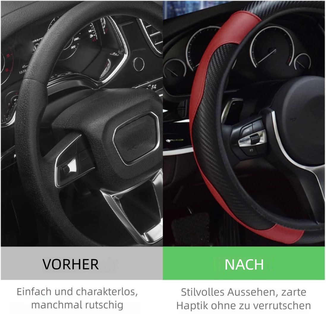 VEKROBOT Lenkradbezug Lenkradbezug rutschfest atmungsaktiv passend für die meisten Autos, (1-tlg), Lenkradbezug universell, einfach zu montieren, für alle Jahreszeiten