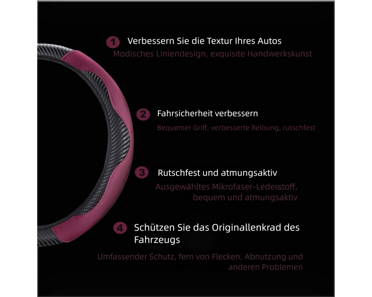 VEKROBOT Lenkradbezug Lenkradbezug rutschfest atmungsaktiv passend für die meisten Autos, (1-tlg), Lenkradbezug universell, einfach zu montieren, für alle Jahreszeiten Bild 3
