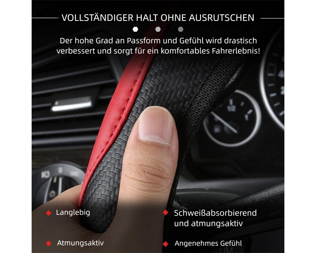 VEKROBOT Lenkradbezug Lenkradbezug rutschfest atmungsaktiv passend für die meisten Autos, (1-tlg), Lenkradbezug universell, einfach zu montieren, für alle Jahreszeiten Bild 5