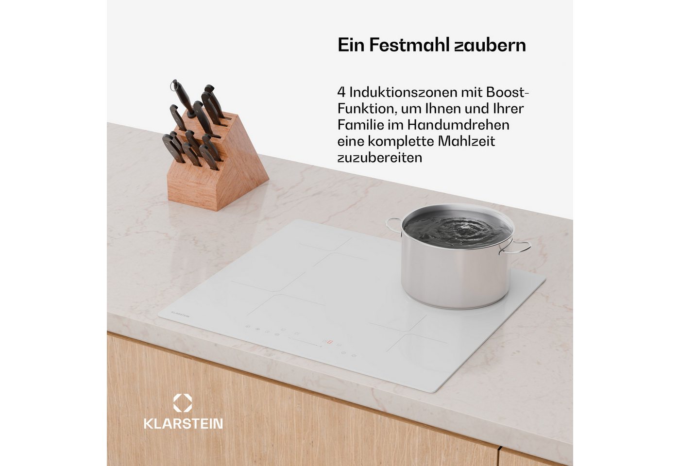 Klarstein Induktions-Kochfeld PowerGlide 10046566, Kochfeld Induktion 4 Zone Touch Timer Küche Bild 4