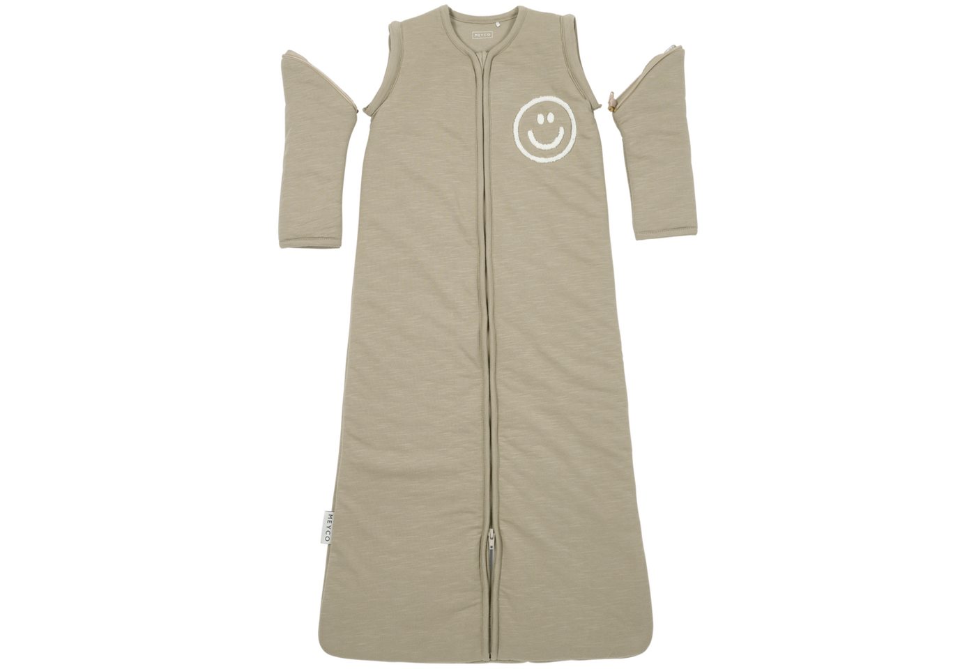 Meyco Baby Babyschlafsack Slub Smile Taupe/Offwhite (1 tlg), 70cm Bild 2