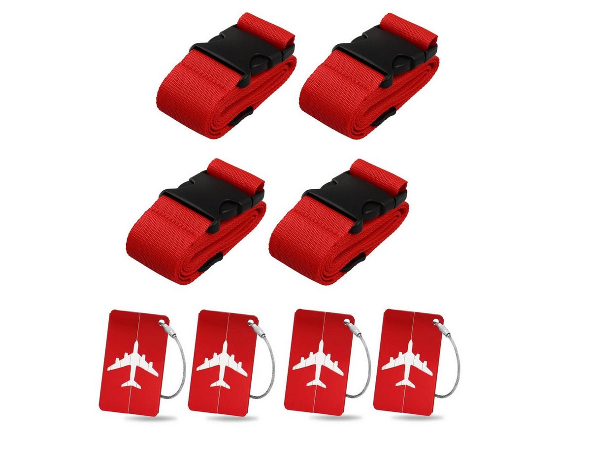 FELIXLEO Gepäckgurt Koffergurt Gepäckband mit 2 Gepäckanhänger für Koffer Reisetasche Rot, (8-tlg) Bild 3