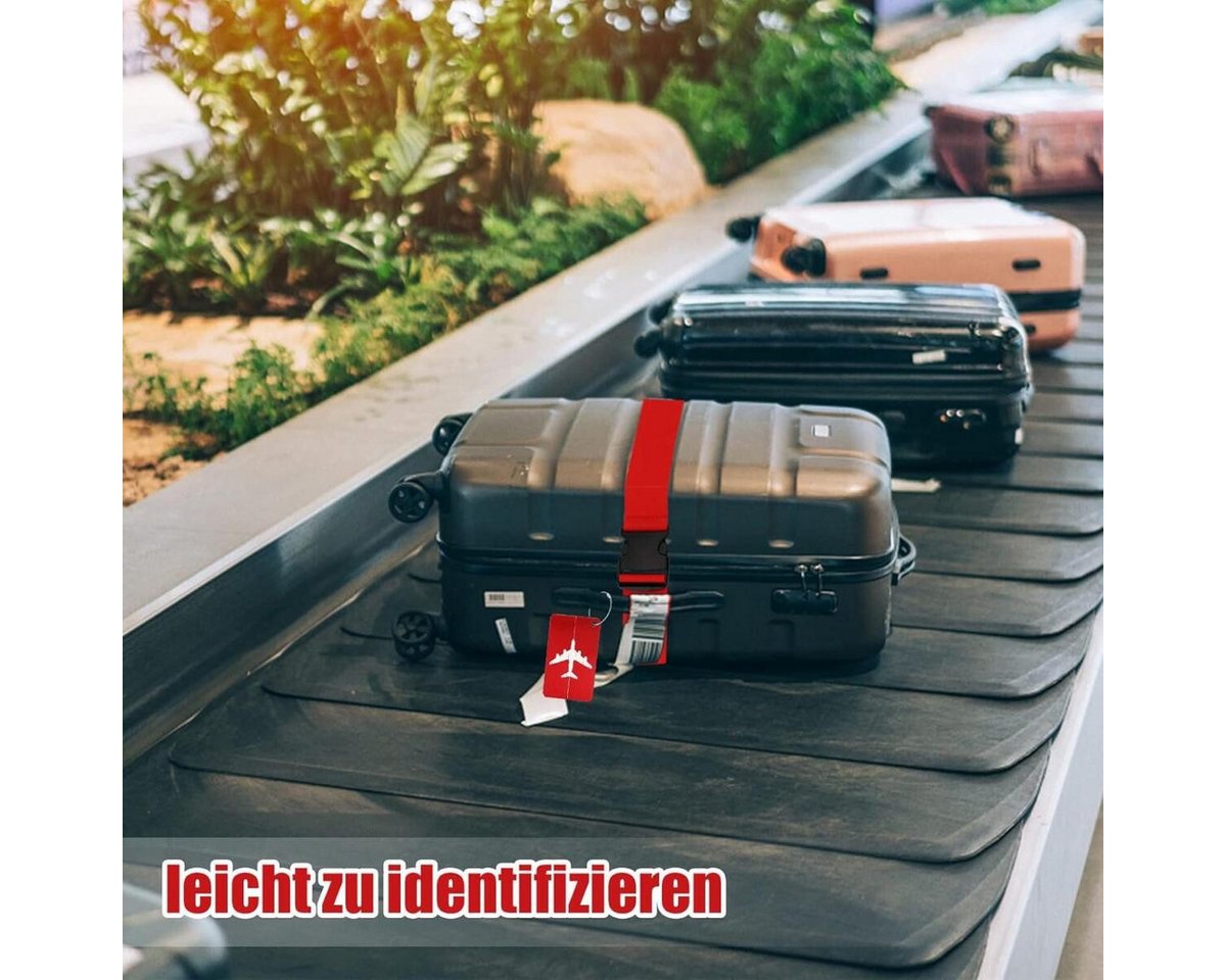 FELIXLEO Gepäckgurt Koffergurt Gepäckband mit 2 Gepäckanhänger für Koffer Reisetasche Rot, (8-tlg) Bild 4