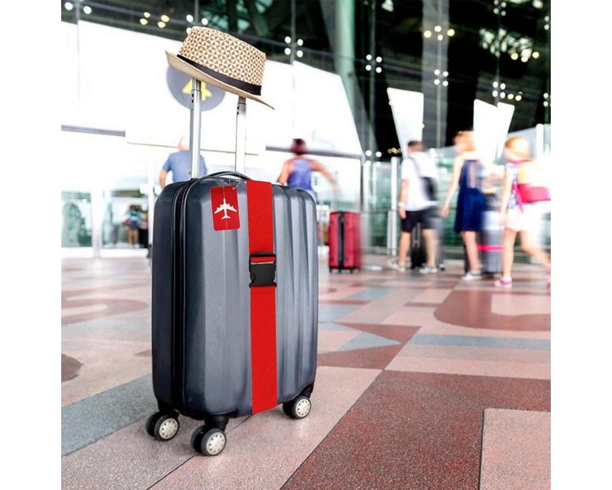 FELIXLEO Gepäckgurt Koffergurt Gepäckband mit 2 Gepäckanhänger für Koffer Reisetasche Rot, (8-tlg) Bild 5