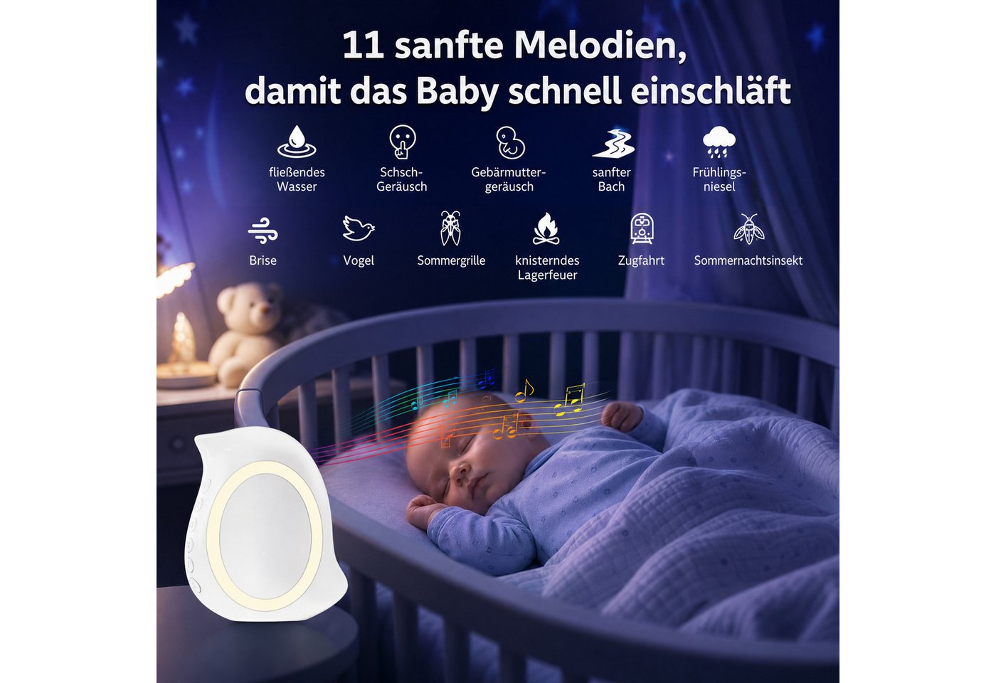 marmortrend Sehnsucht nach Einzigartigkeit Elektrischer Shaker Kinderwagenschaukler mit Weißem Rauschen und Musikbox, Kompatibel mit Rockit Kinderwagenschaukler, 1800mAh Akku Bild 3