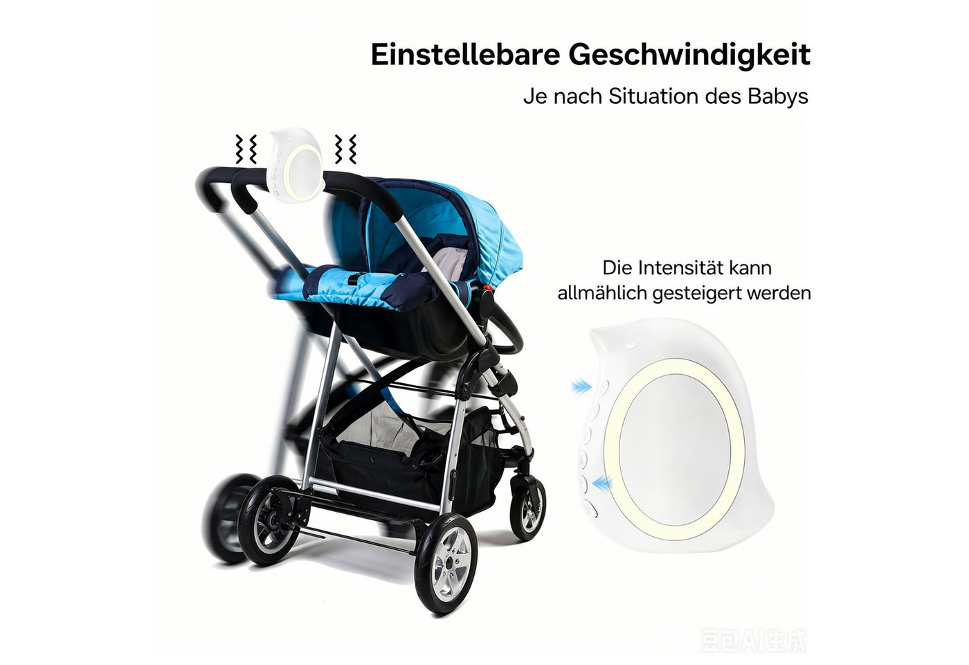 marmortrend Sehnsucht nach Einzigartigkeit Elektrischer Shaker Kinderwagenschaukler mit Weißem Rauschen und Musikbox, Kompatibel mit Rockit Kinderwagenschaukler, 1800mAh Akku Bild 5