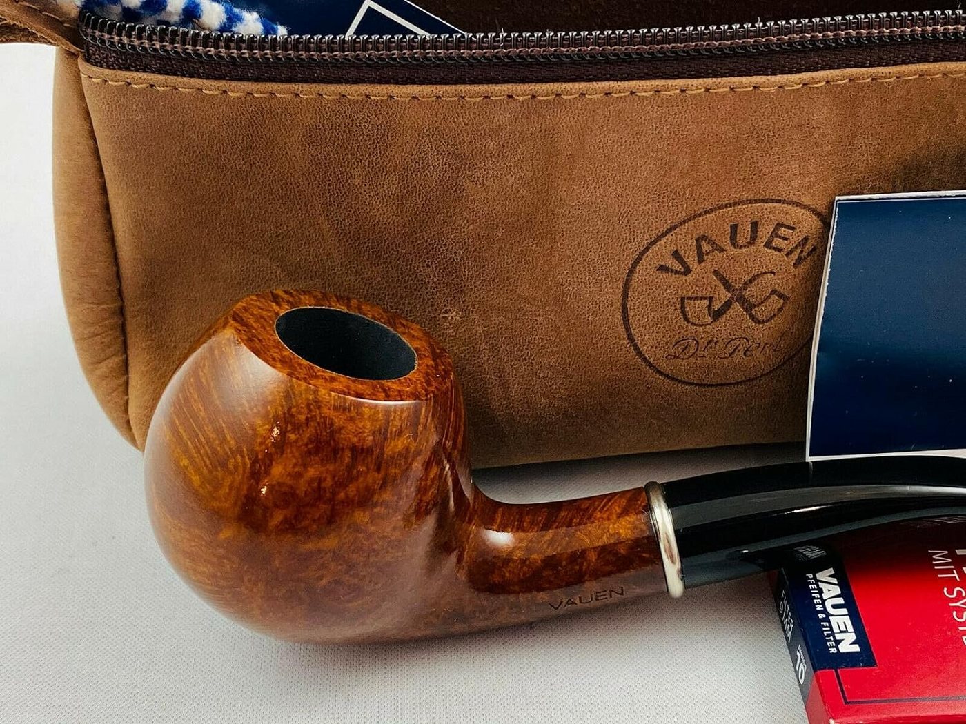 VAUEN Handpfeife VAUEN Tabakpfeife Starter Set mit viel Zubehör 9042 dunkel braun, inkl. Lederbeutel, praktischer Begleiter für unterwegs Bild 3