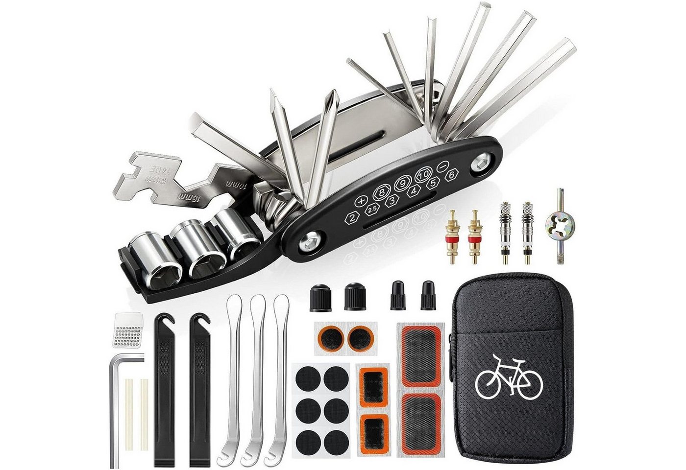 EXTSUD Fahrradwerkzeugset Fahrrad Reparatur Set, Reparatursatz, 16-in-1 Werkzeuge, (fahrrad werkzeug, Fahrradwerkzeug Tool), Fahrrad-Multitool Kit Multifunktionswerkzeug für Mountainbike Bild 2