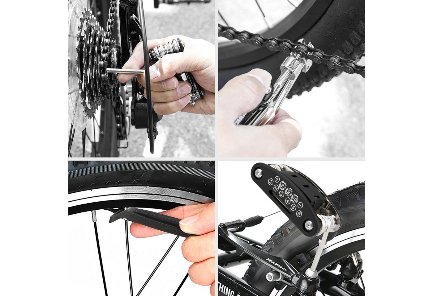 EXTSUD Fahrradwerkzeugset Fahrrad Reparatur Set, Reparatursatz, 16-in-1 Werkzeuge, (fahrrad werkzeug, Fahrradwerkzeug Tool), Fahrrad-Multitool Kit Multifunktionswerkzeug für Mountainbike Bild 5