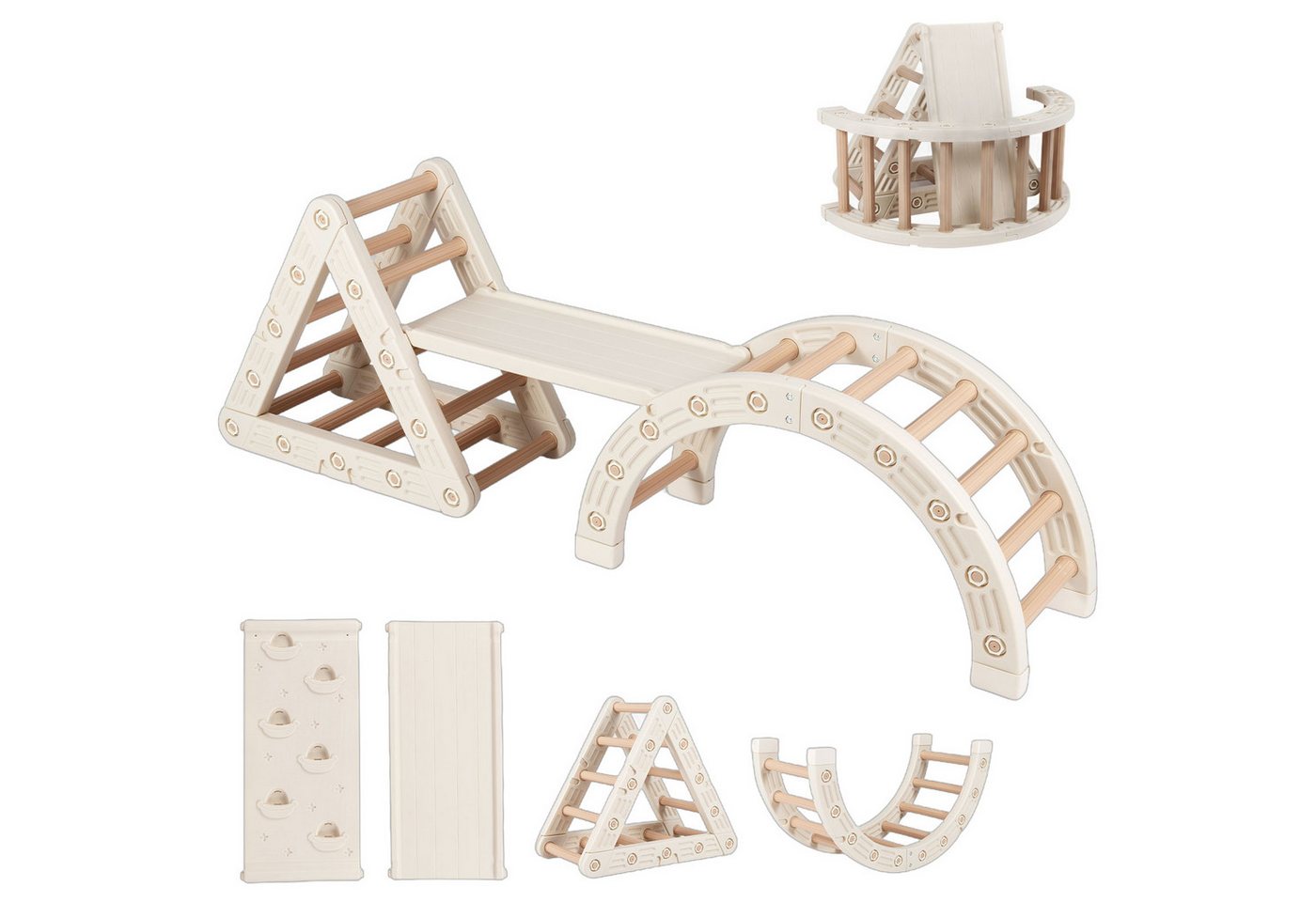 COSTWAY Klettergerüst, 5-in-1 Montessori Klettersset, Kletterspielzeug Holz Bild 4