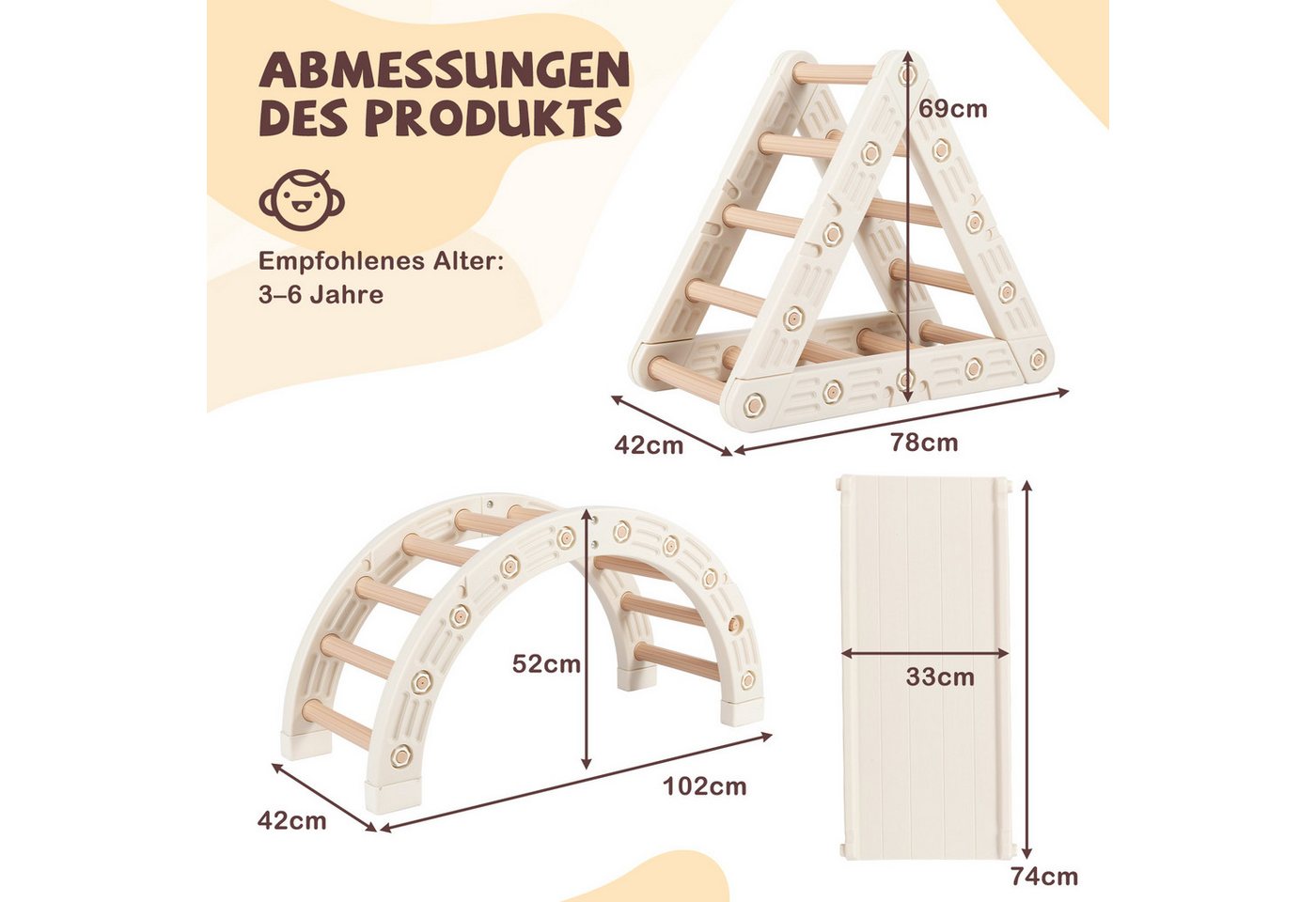 COSTWAY Klettergerüst, 5-in-1 Montessori Klettersset, Kletterspielzeug Holz Bild 5