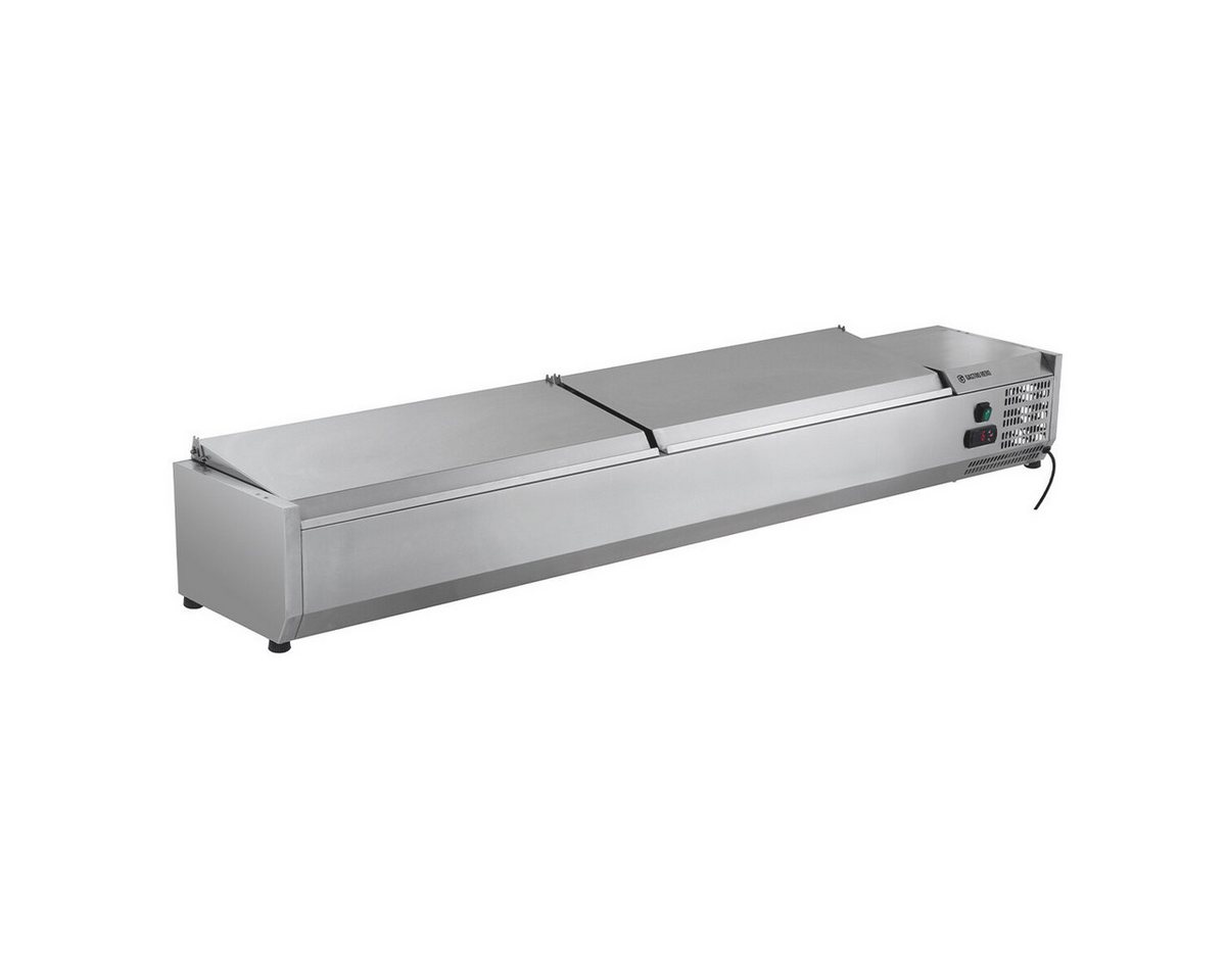 GastroHero Dönergrill Gastronomie Kühlaufsatz 200 cm Edelstahl mit Deckel – 10 x GN 1/4, 145 W, geteilter Deckel, 5 Zwischenstege, höhenverstellbar, energiesparend Bild 3