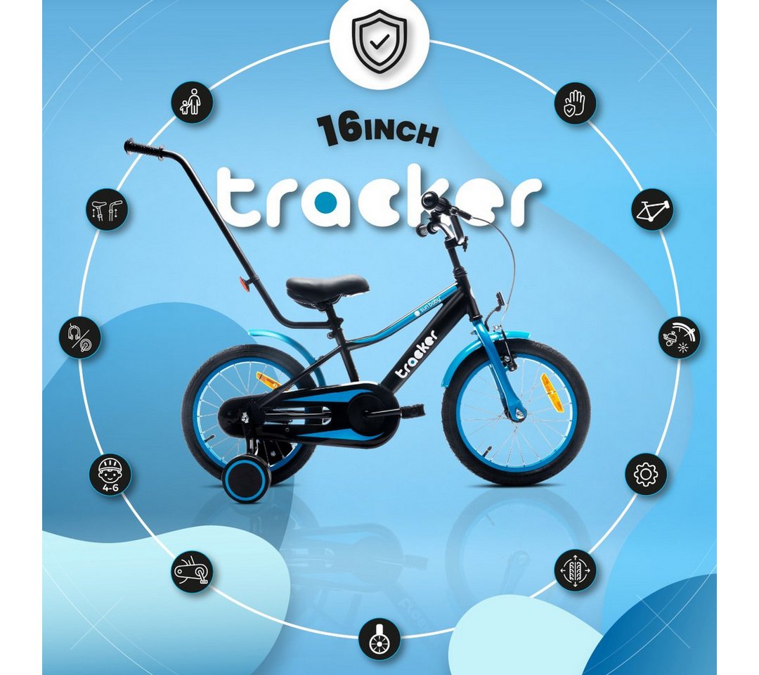 Sun Baby Kinderfahrrad SUN BABY Tracker Bike 16 Zoll Jungenfahrrad mit Schubstange - Blau Bild 4