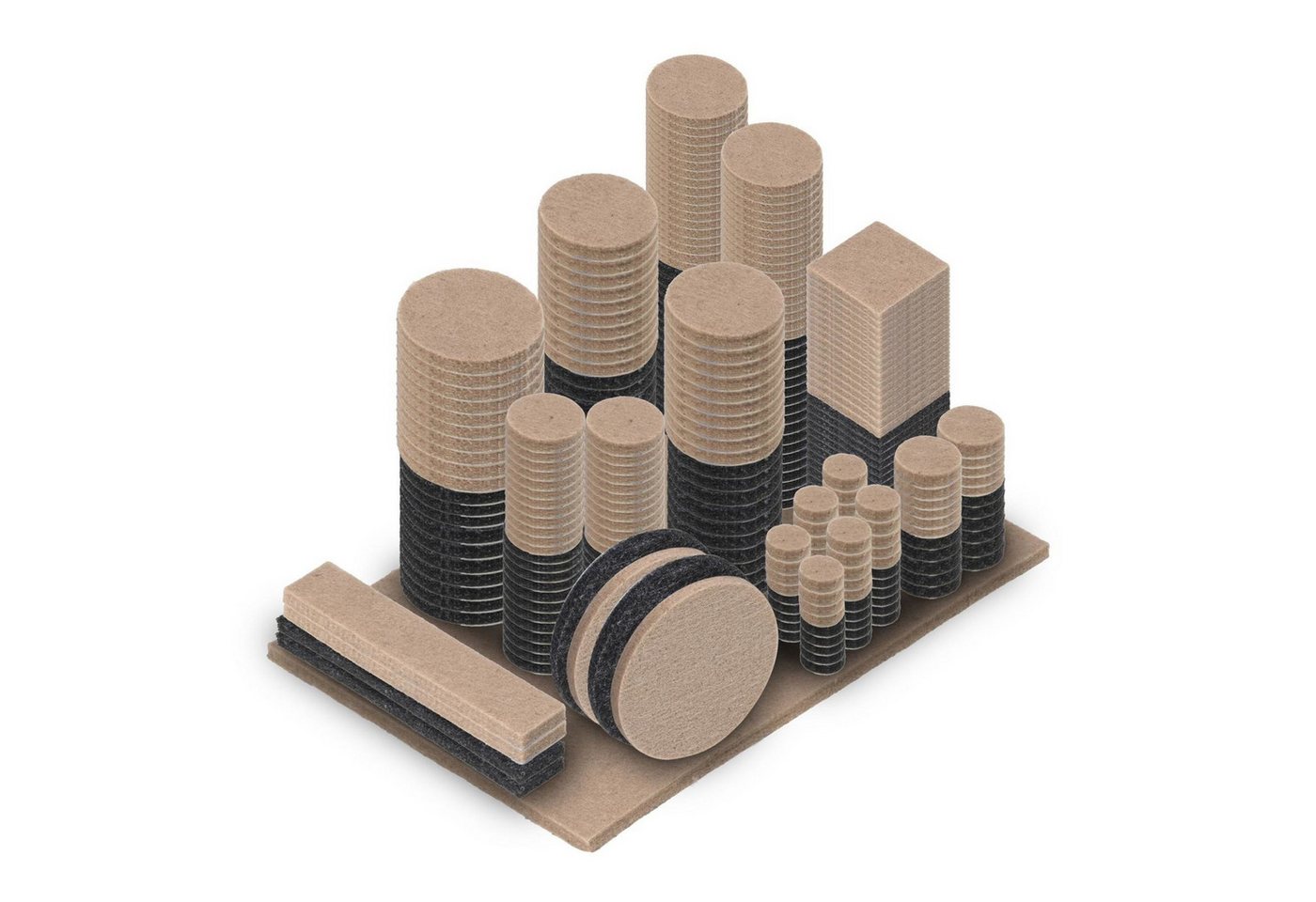 Gravidus Filzgleiter Filzgleiter Set 300 teilig selbstklebend schwarz beige mehrere Größen, (300 St)