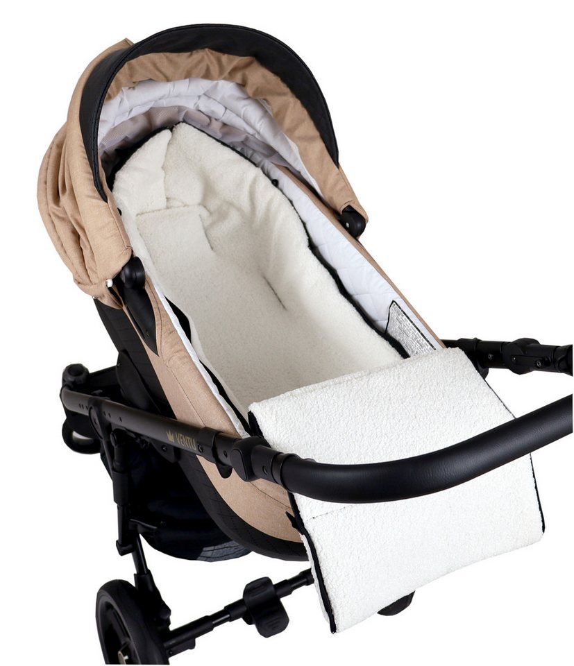 BabyLux Fußsack Bouclé Winter Fußsack 90cm Kinderwagen Buggy, Babyschale Schlafsack, BF5 Schwarz + Boucle Ecru