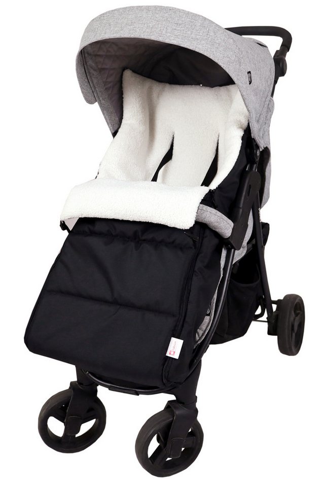 BabyLux Fußsack Bouclé Winter Fußsack 90cm Kinderwagen Buggy, Babyschale Schlafsack, BF5 Schwarz + Boucle Ecru Bild 3