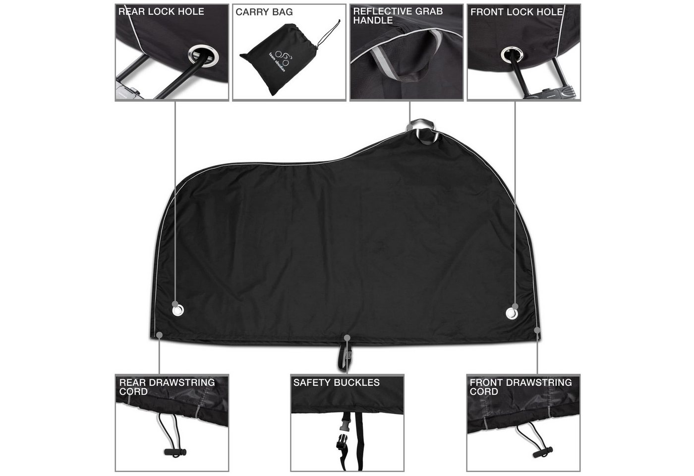 TeamObsidian Fahrradschutzhülle TeamObsidian Fahrradabdeckung wasserdicht Größe L UV-Schutz Schwarz Bild 4