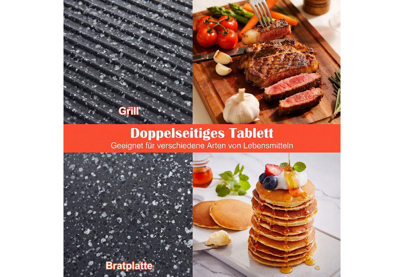 COSTWAY Elektrogrill, 2150 W, Tischgrill mit Doppelzone & Thermostat, 54x25cm Bild 5