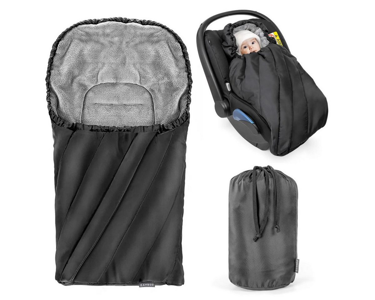 Zamboo Fußsack Deluxe - Schwarz Grau, Winter Fußsack für Babyschale Maxi Cosi & Babywanne Baby Winterfußsack Bild 2