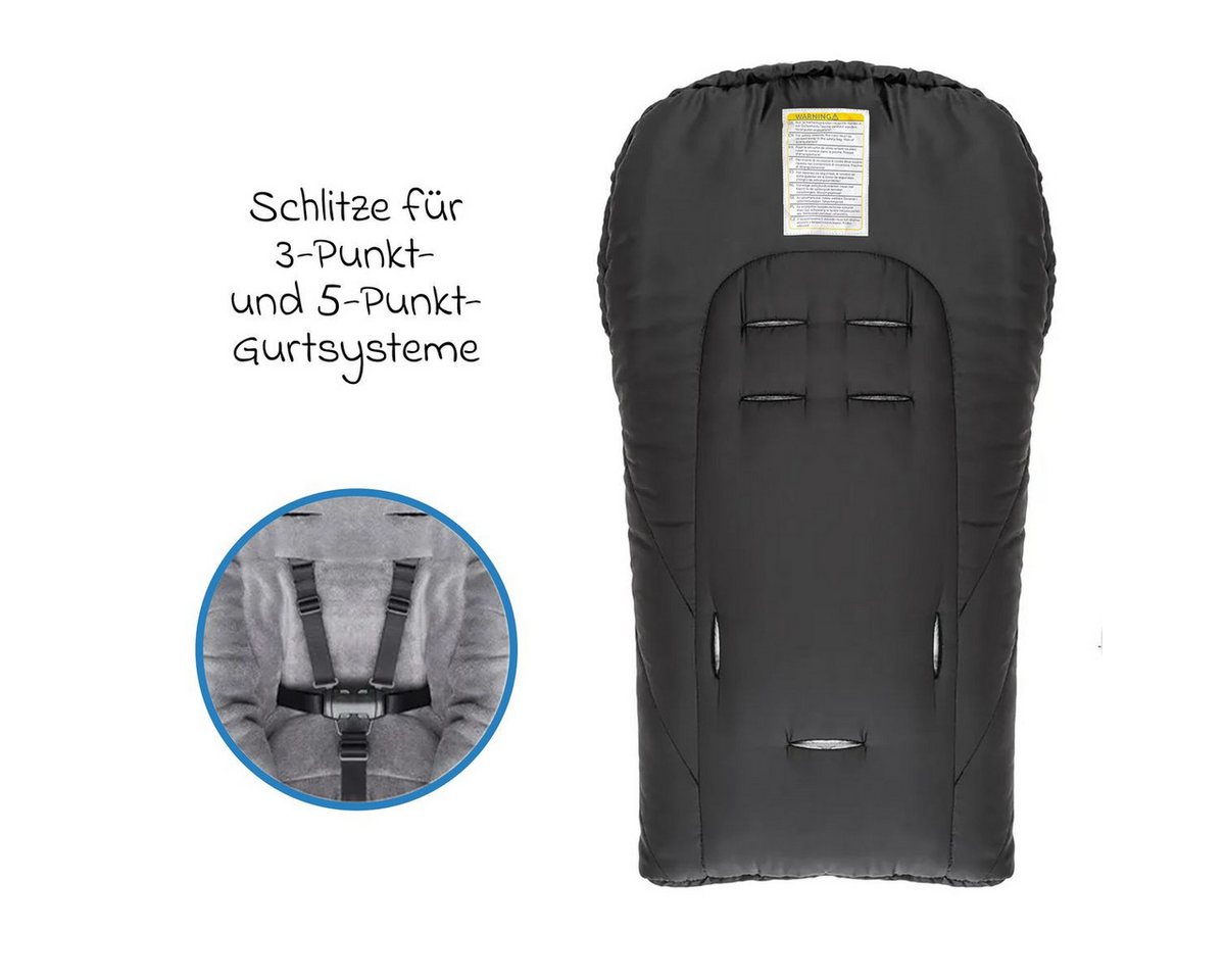 Zamboo Fußsack Deluxe - Schwarz Grau, Winter Fußsack für Babyschale Maxi Cosi & Babywanne Baby Winterfußsack Bild 3