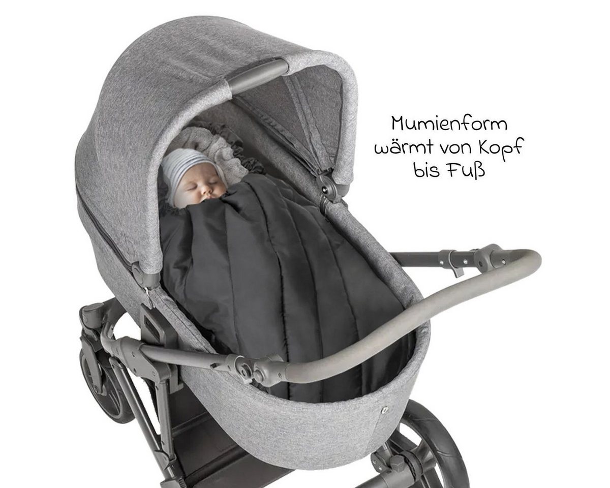 Zamboo Fußsack Deluxe - Schwarz Grau, Winter Fußsack für Babyschale Maxi Cosi & Babywanne Baby Winterfußsack Bild 5