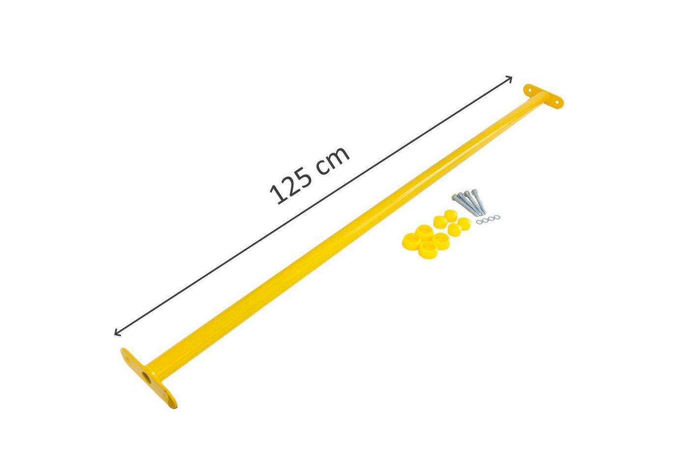 ROG-Gardenline Turnreck Reckstange Metall stabile Turnstange inklusive Montagematerial, (gelb, 125 cm) Bild 4
