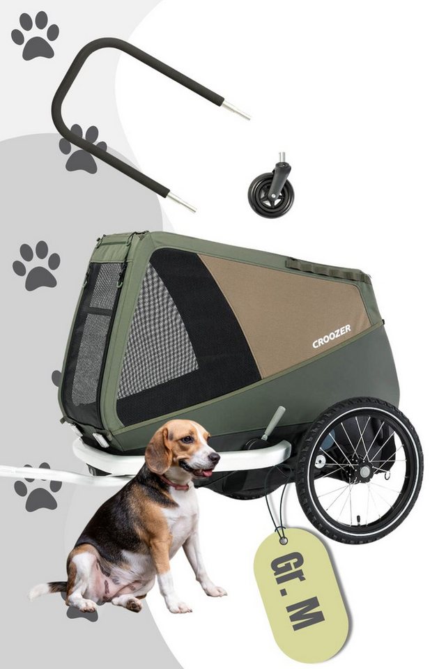 Croozer Fahrradhundeanhänger Dog Enna Go Bundle (inkl. Buggyset), Für kleine bis mittlere Hunde bis 35 kg geeignet