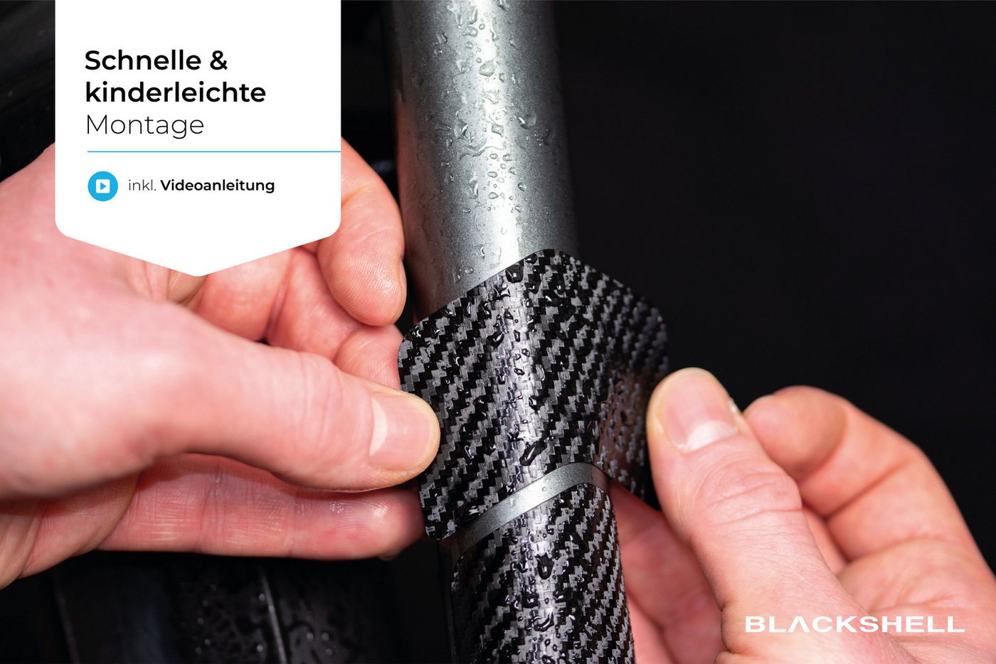 Blackshell Lackschutzfolie E-Bike Aufkleber Schutzfolie, Trekking, MTB, 3D Carbon Schwarz, 21-teilig, Steinschlagschutzset, Lackschutzfolie, Einfache Montage Bild 5