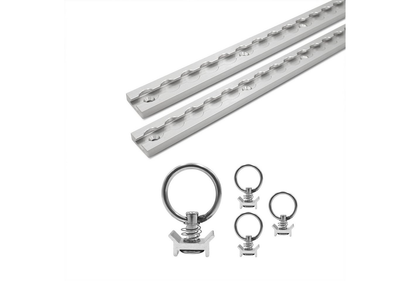 solidpro Spanngurt Airlineschiene 2 0,5 Meter eckig silber mit 4 Ösen, TÜV zertifiziert (Set, 2-St., mit 4 Zurrösen)