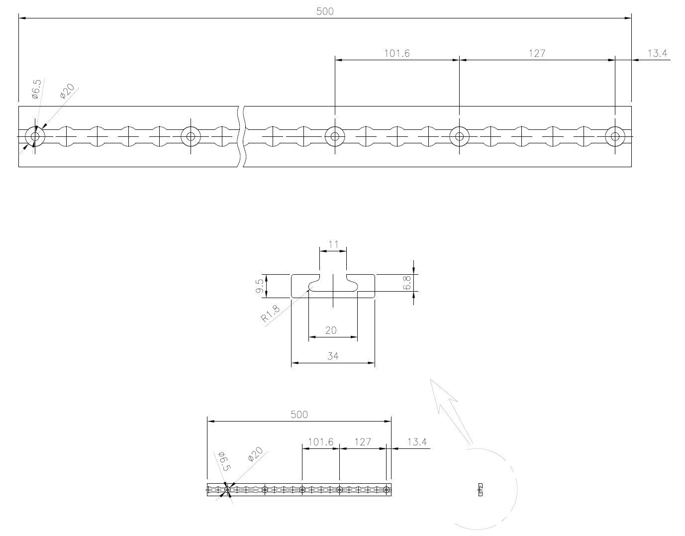 solidpro Spanngurt Airlineschiene 2 0,5 Meter eckig silber mit 4 Ösen, TÜV zertifiziert (Set, 2-St., mit 4 Zurrösen) Bild 3